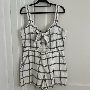 NWT Abercrombie Plaid Romper w/ Cutout and Pockets Sz 14